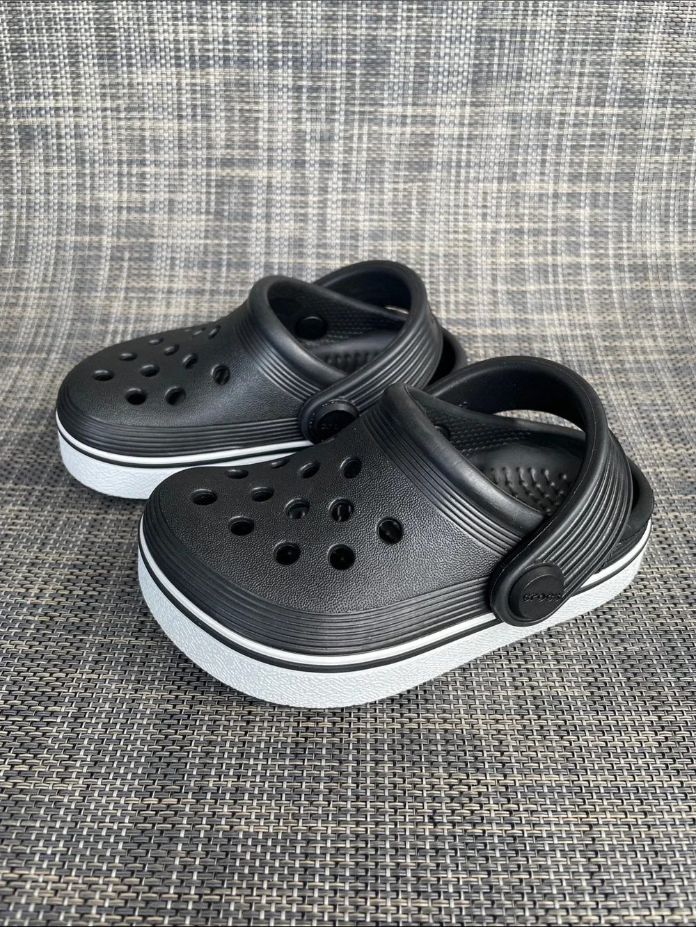 CROCS Kids Off Court Clogs black and white Slip-on Sandals Shoes Infant size 5